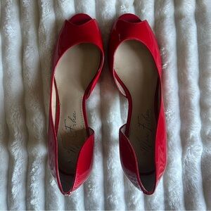 Marc Fisher Vibrant Red Peep Toe Heels Womens US8
